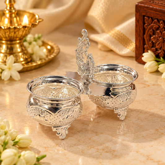 925 Silver 2 Cup Peacock Panchwala- 4 Inches