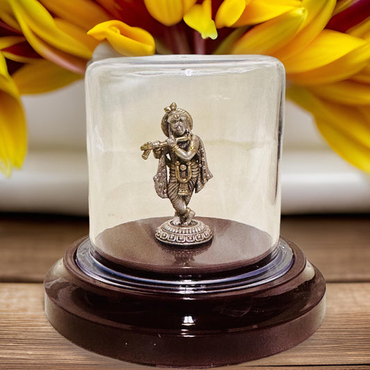 999 Silver Two Tone Sri Krishna Idol - 3 Inches