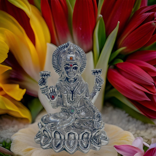 999 Silver Kamala Lakshmi Idol-3.2 Inches