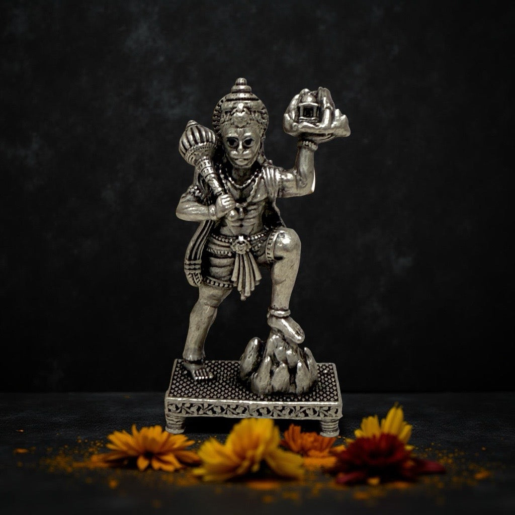 925 Silver Antique Hanuman 3D Idol- 2 inches
