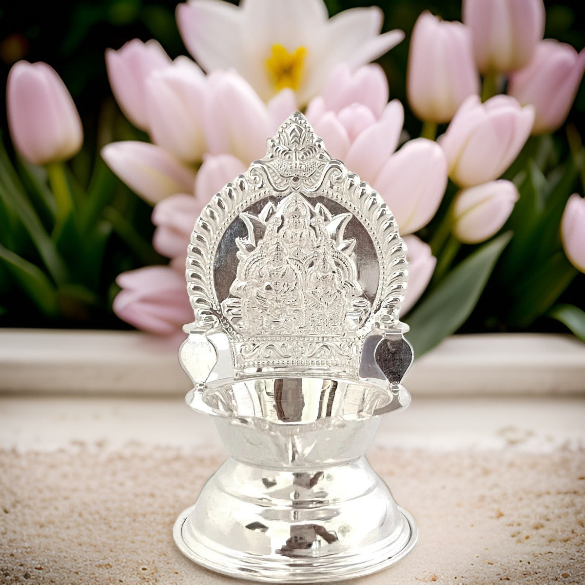 Silver Kubera Lakshmi Deepam 3 Inches