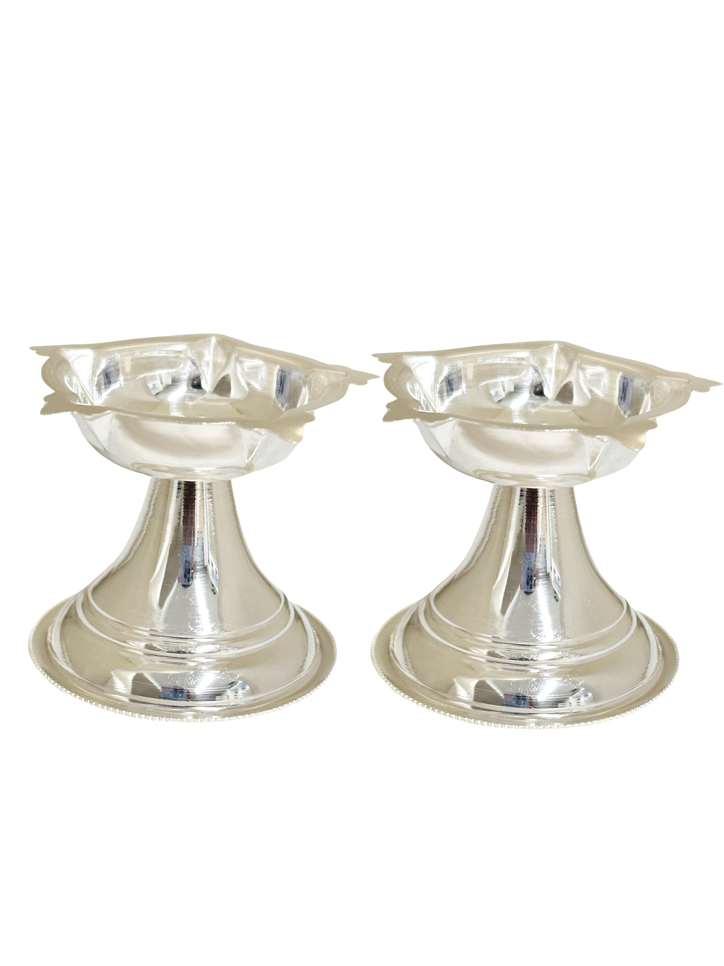 925 Silver Plain Deepam with five Beaks 2.25 Inches