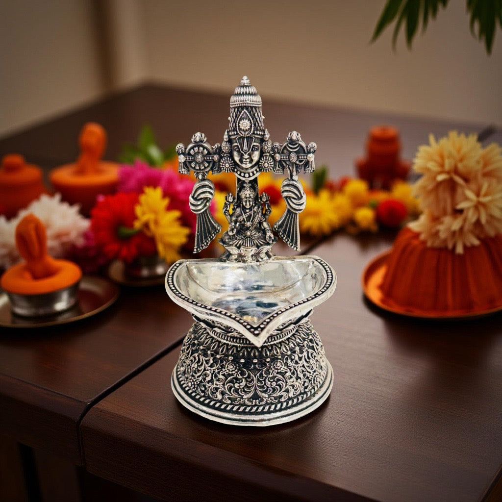 925 Silver Antique Lakshmi Tirupati Balaji  Lamp