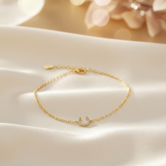 Yellow Gold Plated Horse Shoe .925 Sterling Silver Bracelet