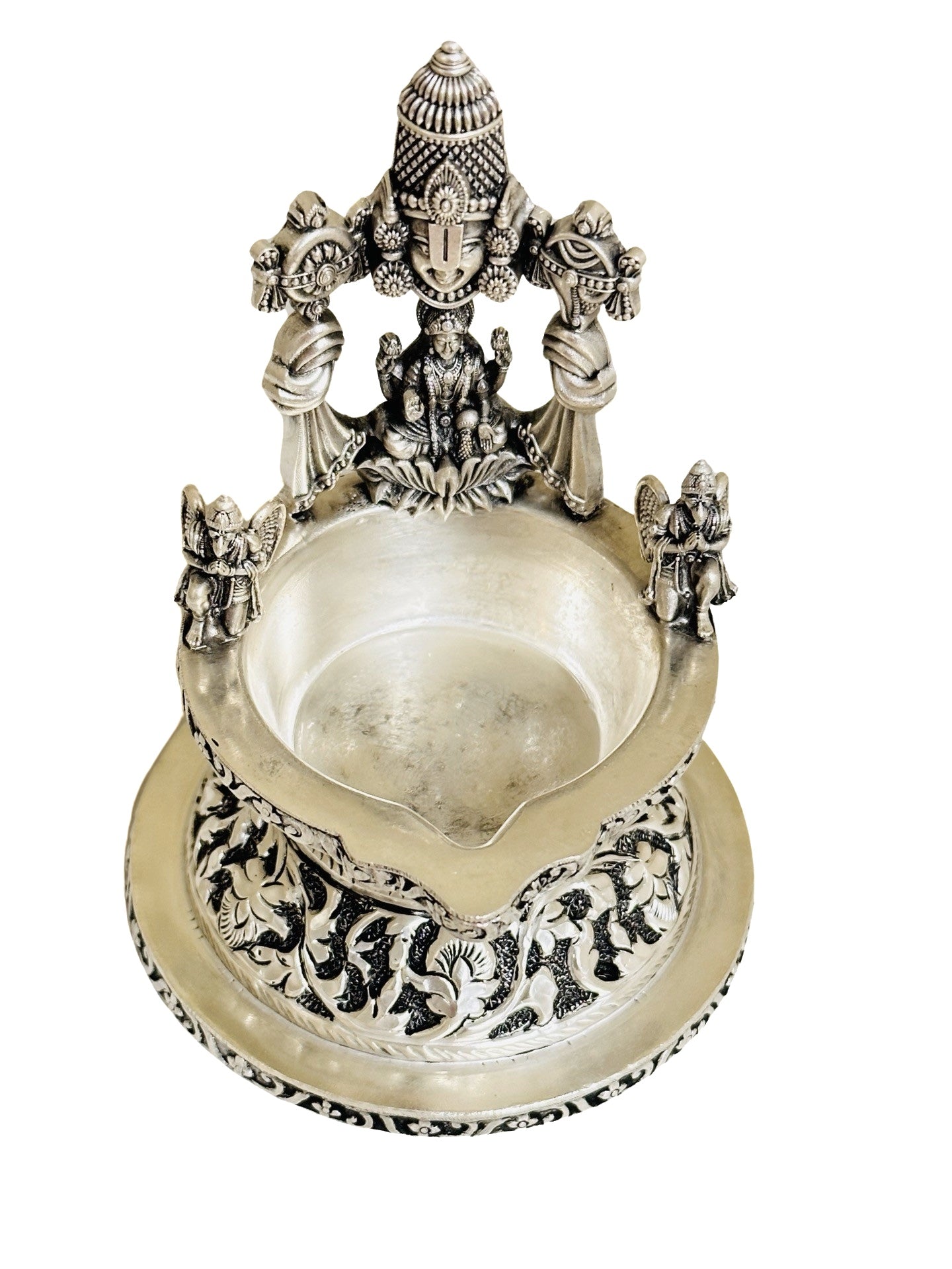 925 Silver Antique Lakshmi Balaji  Deepam 4.25 Inches