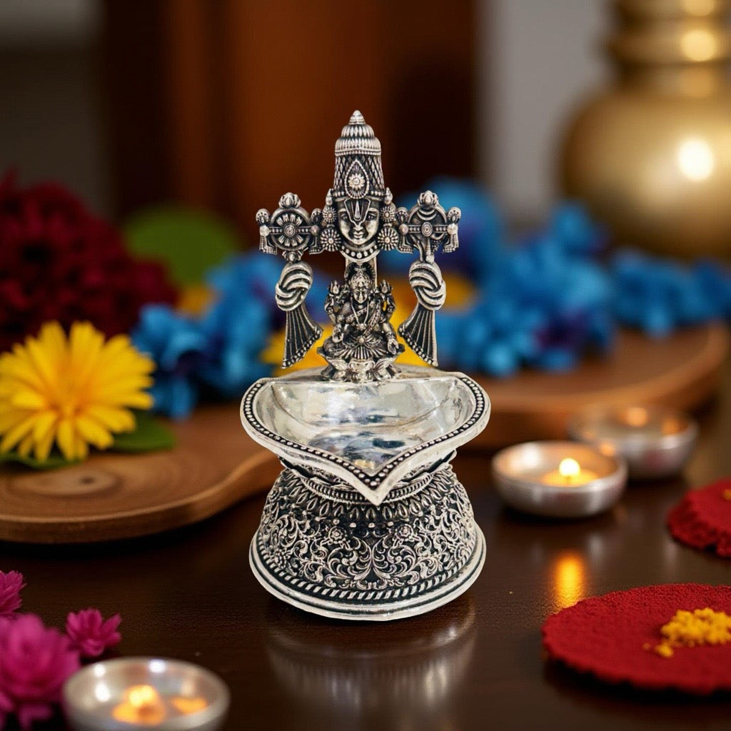 925 Silver Antique Lakshmi Tirupati Balaji  Lamp