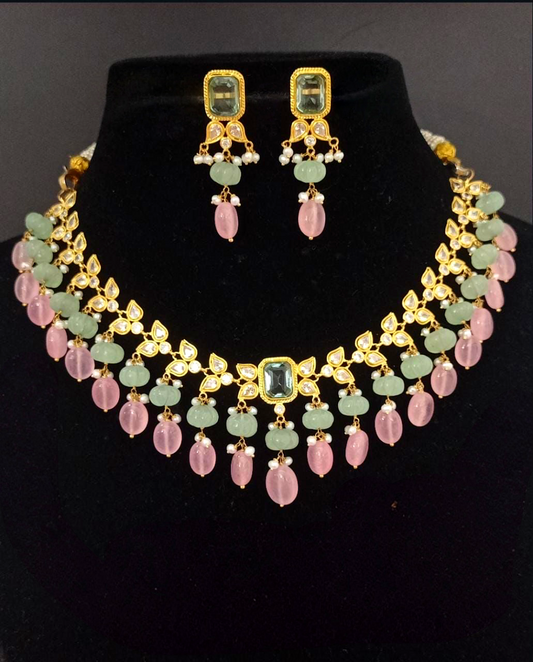 22KT Gold Tanya Chocker Necklace and Earrings Set