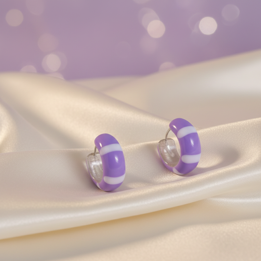 925 Sterling Silver Maya Epoxy Hoop Earring