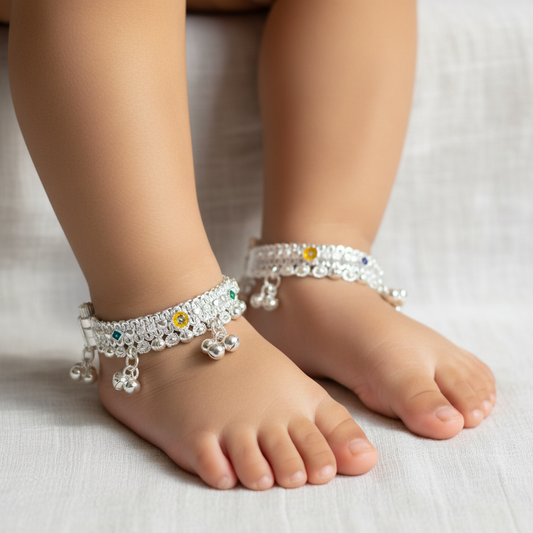 Manvi Silver Baby Anklet 5.5 Inches
