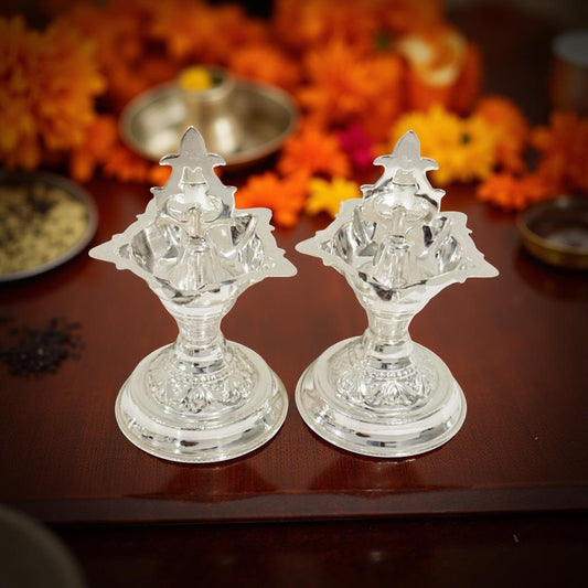 Silver Plain Nakash Deepam 3.7 Inches