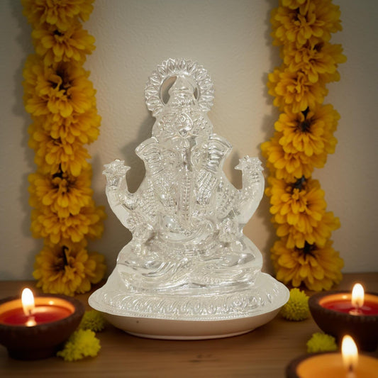 Silver Ganesh Idol 4.3 Inches