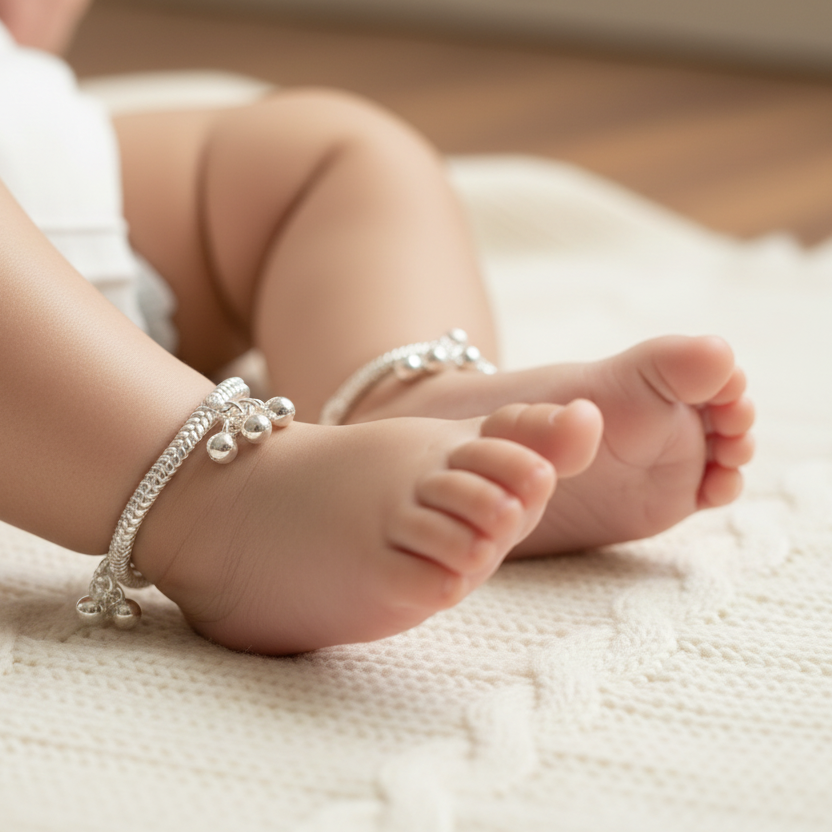 Amrita Silver New Born Anklet