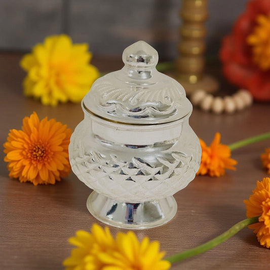 Silver Haldi Kumkum Box