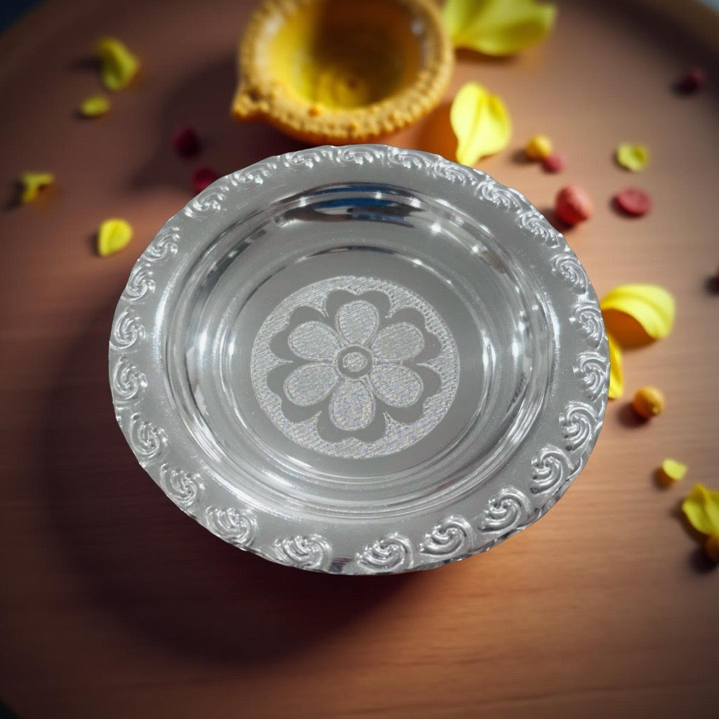 Ananya Silver Flower Nakash Plate 3.7 Inches