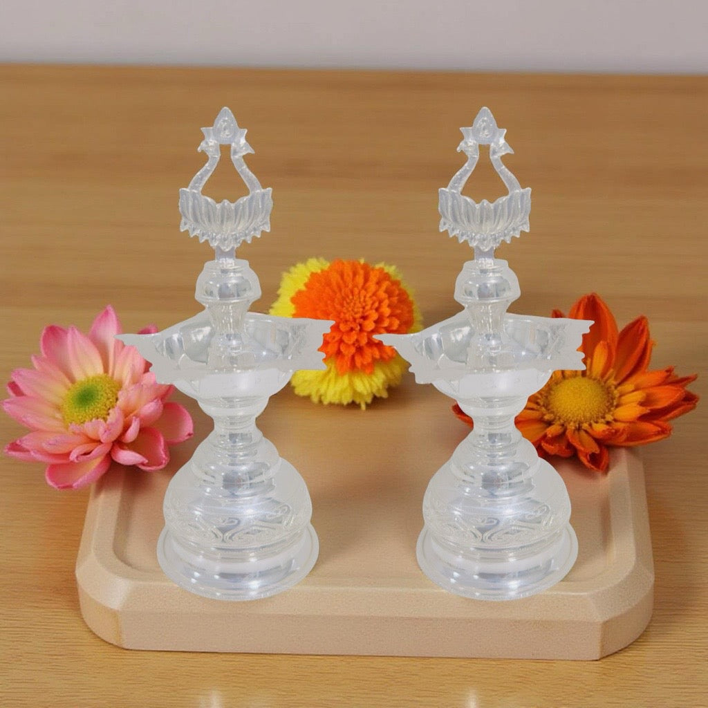 Mayuri Silver KuthuVilakku-Kundhulu-Diya 6 Inches