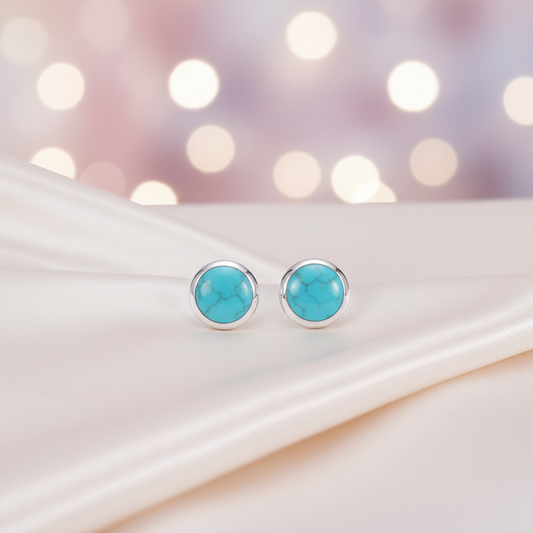 Silver Turquoise Stud Earrings