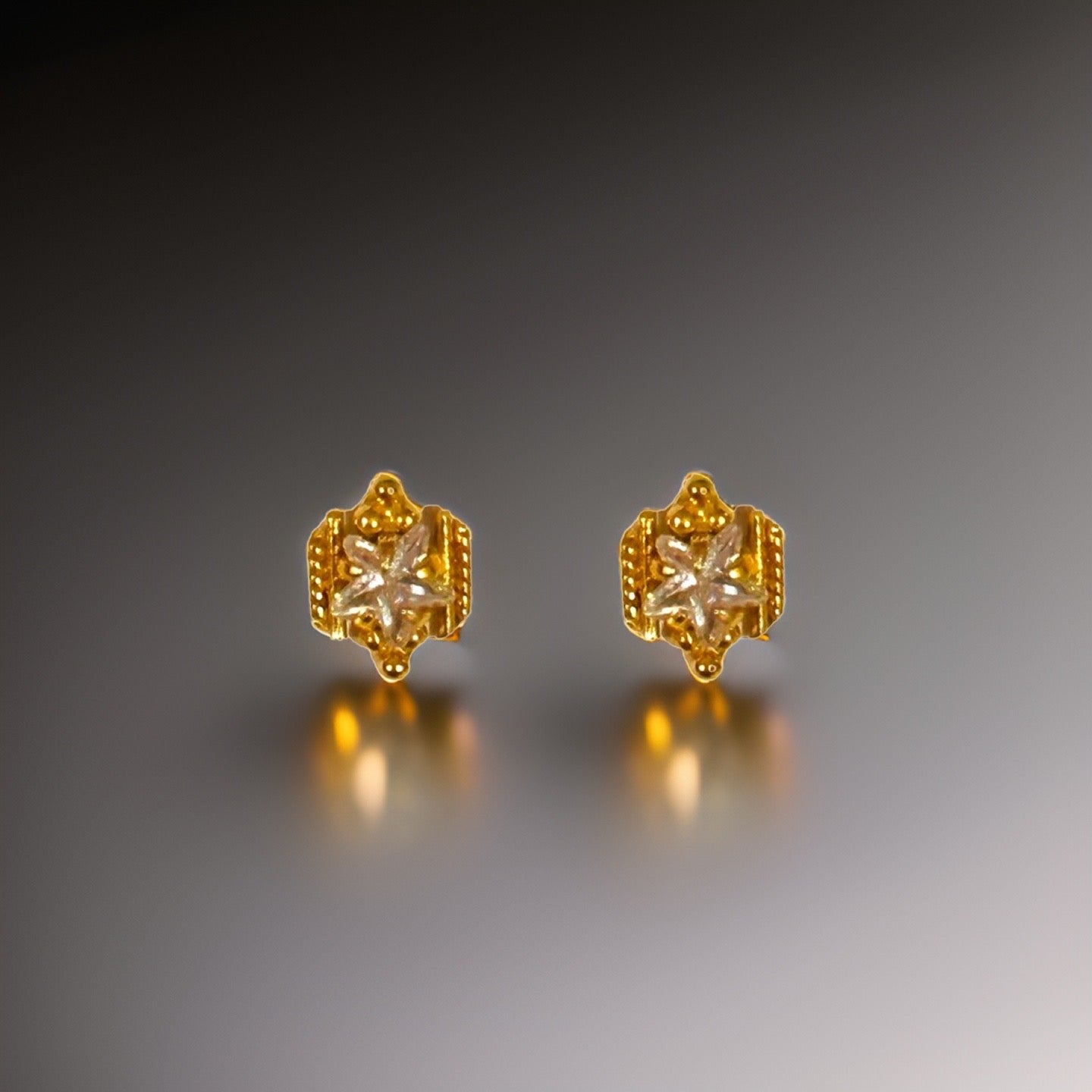 22KT Gold Stone Stud Earrings