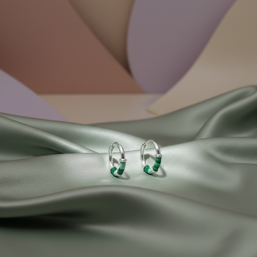 925 Sterling Silver Hana Epoxy Hoop Earring