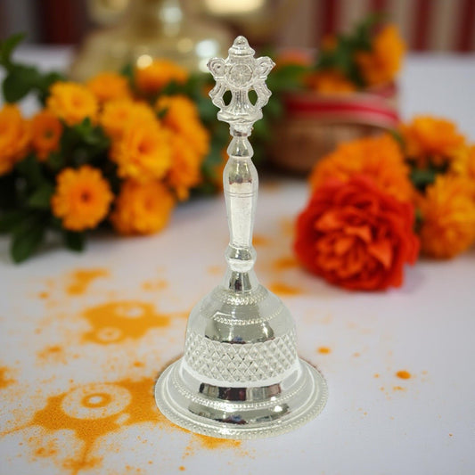 925 Silver Sangu Chakram Pooja Bell 3.25 Inches