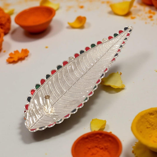 Silver Leaf Incense Burner 6.75 Inches