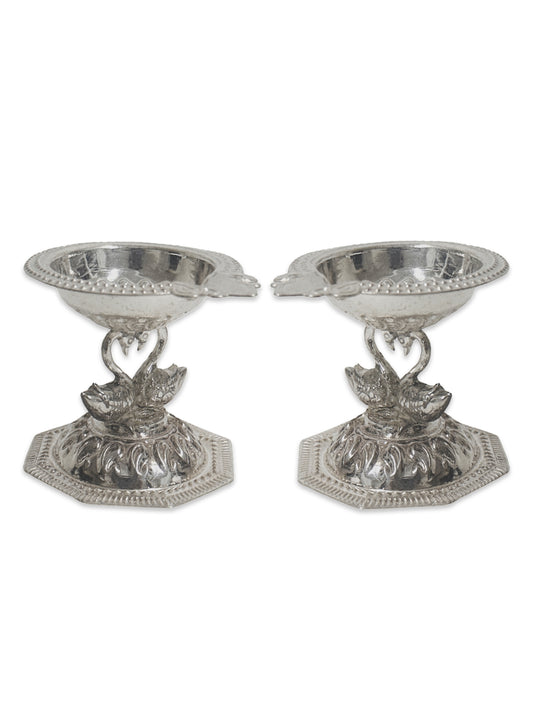 Silver Swan Heart Diya