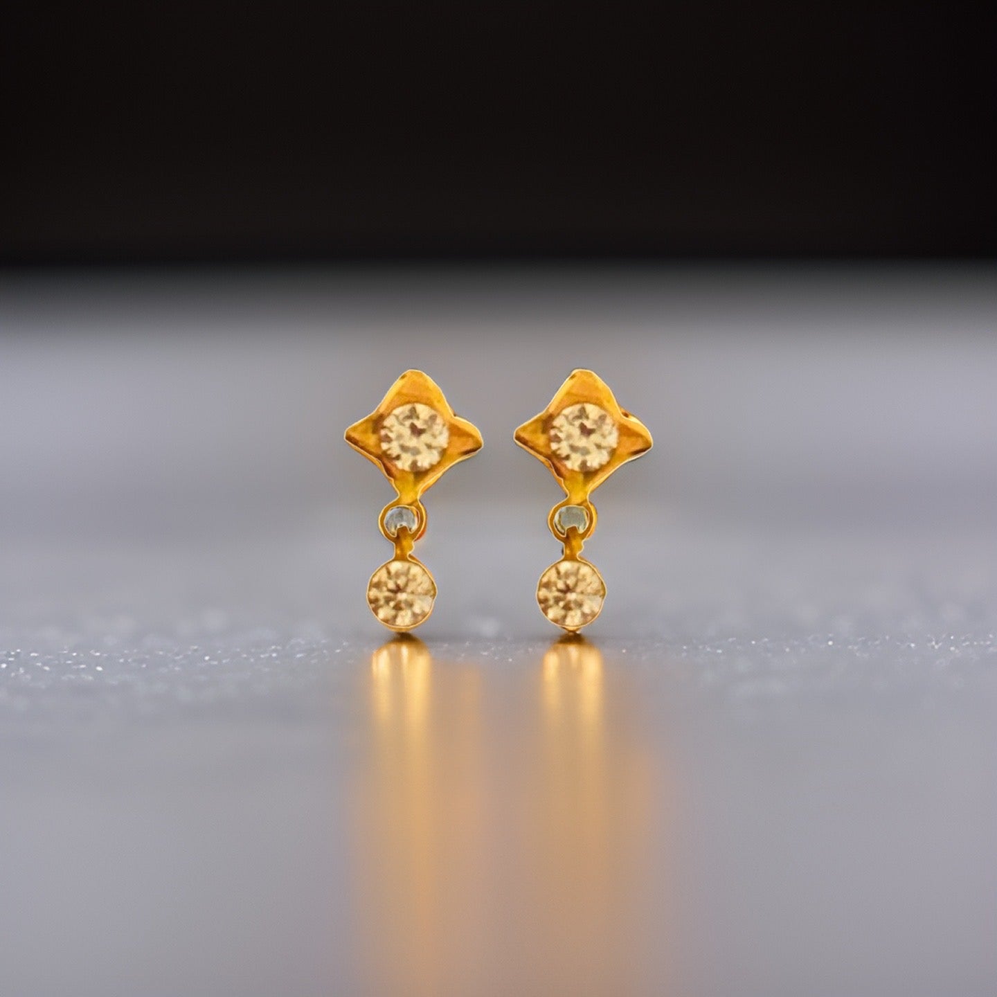18KT Gold Floral Drop Earrings