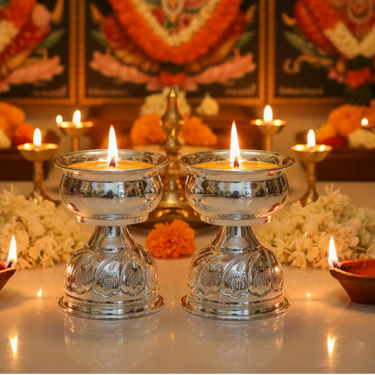 925 Silver Nakshi Time Deepam 2.3 Inches