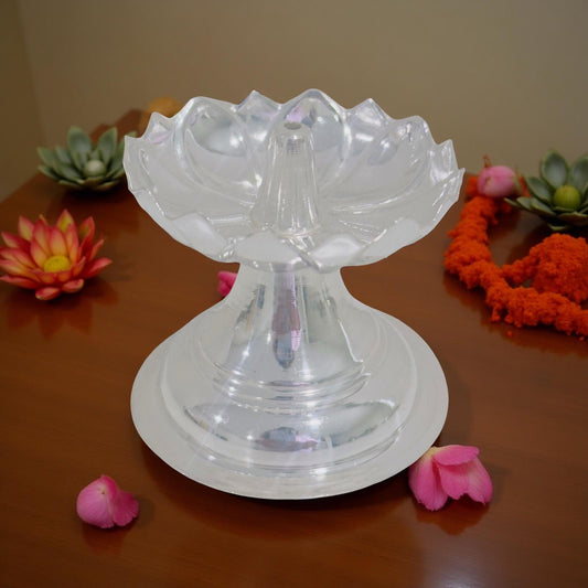 Silver Lotus Diya