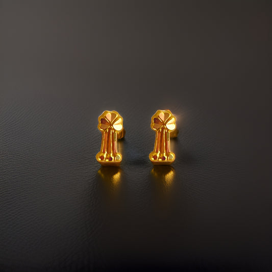 18KT Gold Floral Cherry Drop Stud Earrings