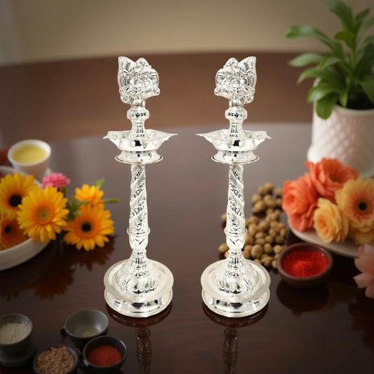 Swathi Silver KuthuVilakku-Kundhulu-Diya 10 Inches