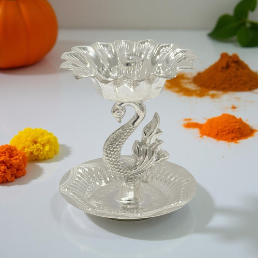Malti 925 Silver Swan Diya 2.75 Inches