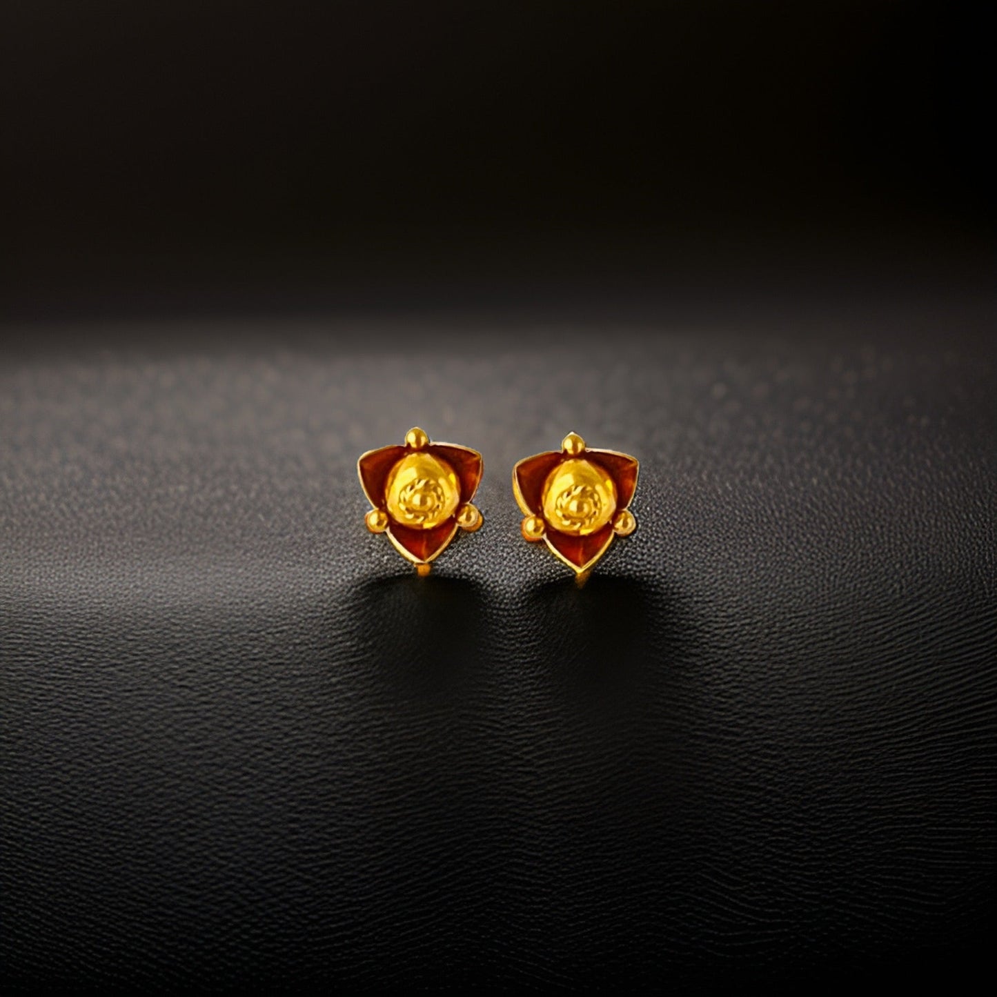 22KT Gold Triangular Stud Earrings