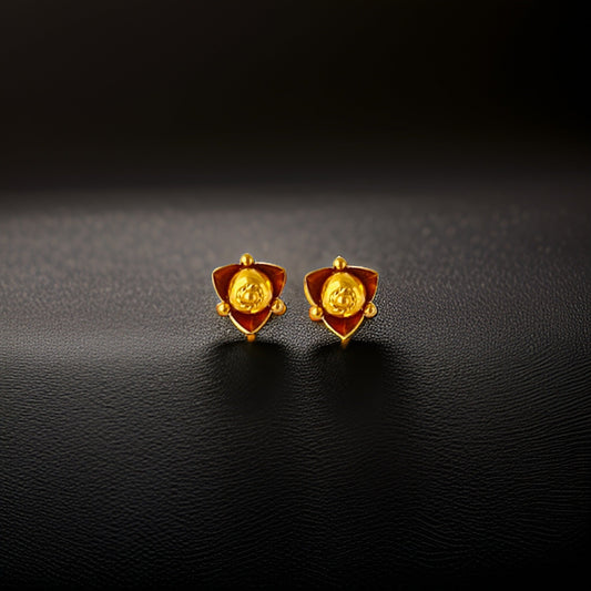 22KT Gold Triangular Stud Earrings