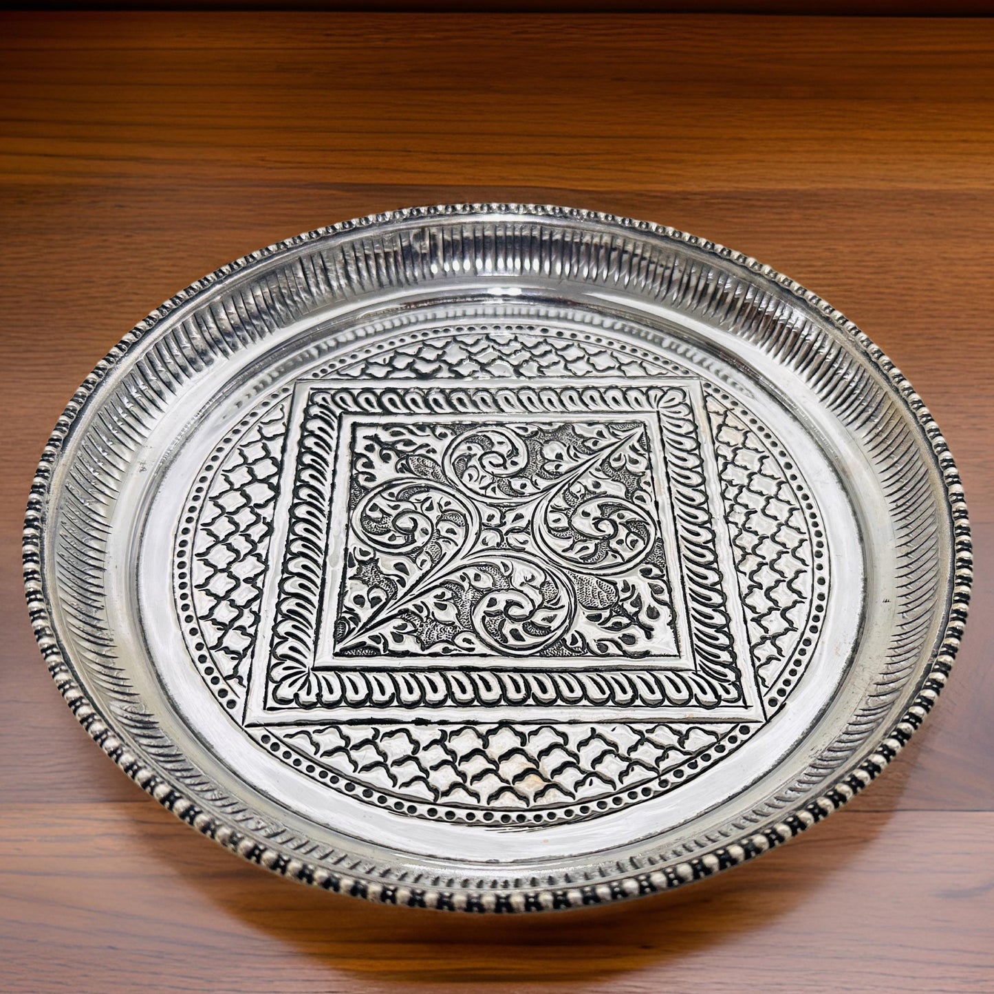 925 Antique Nakash Pooja Thali Plate 7.25 Inches