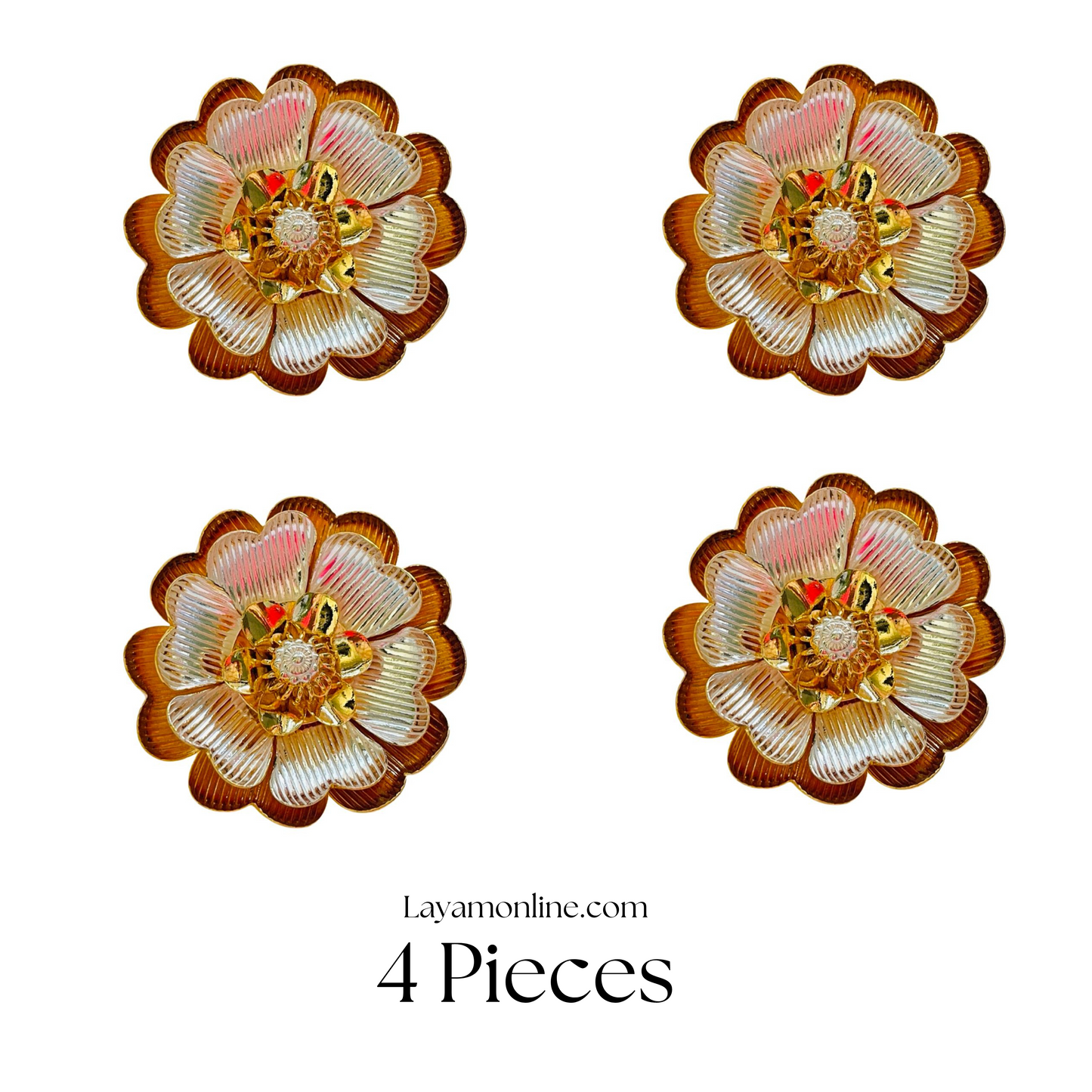 Gold Plated Silver Flowers For Idols (4 PCs)