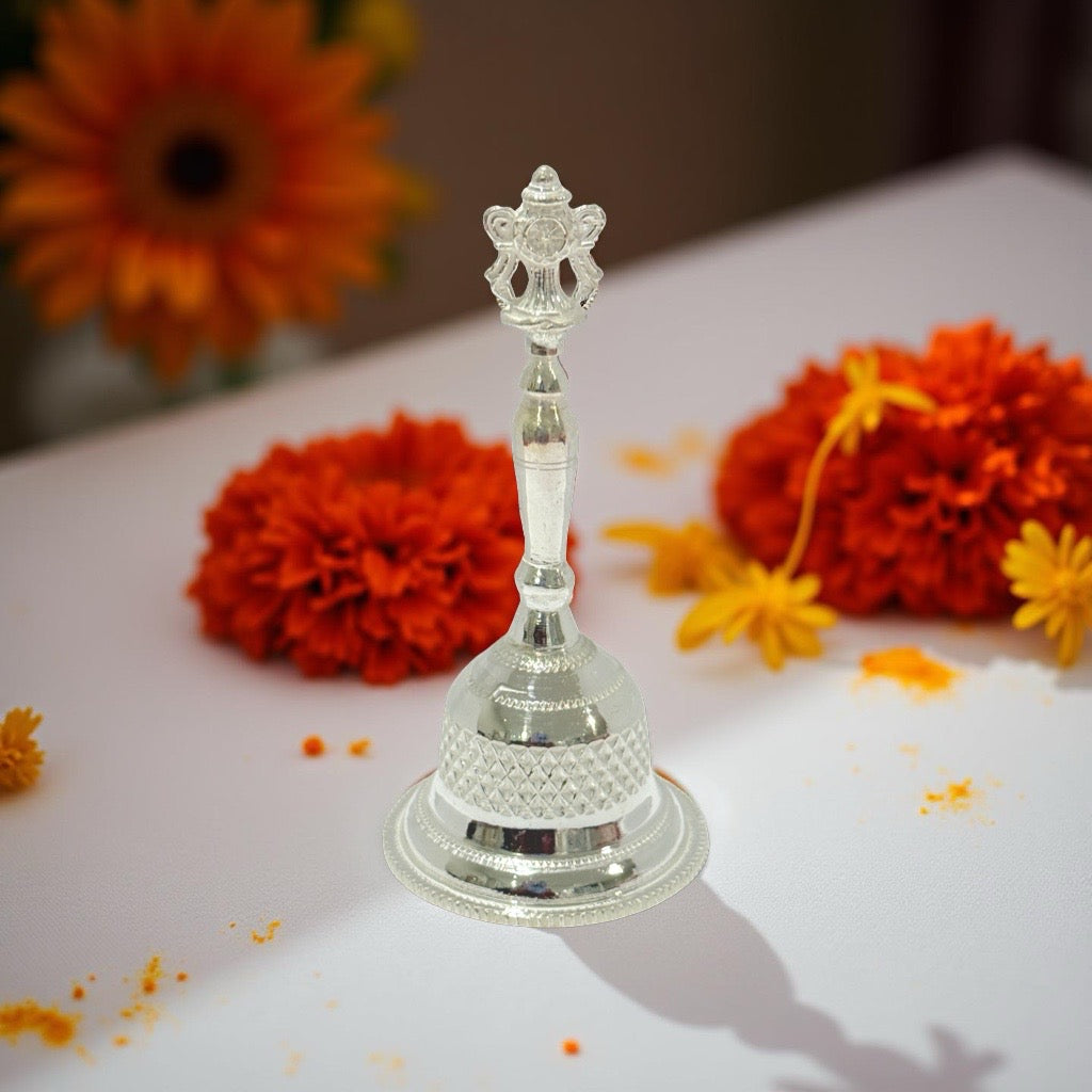 925 Silver Sangu Chakram Pooja Bell 3.25 Inches