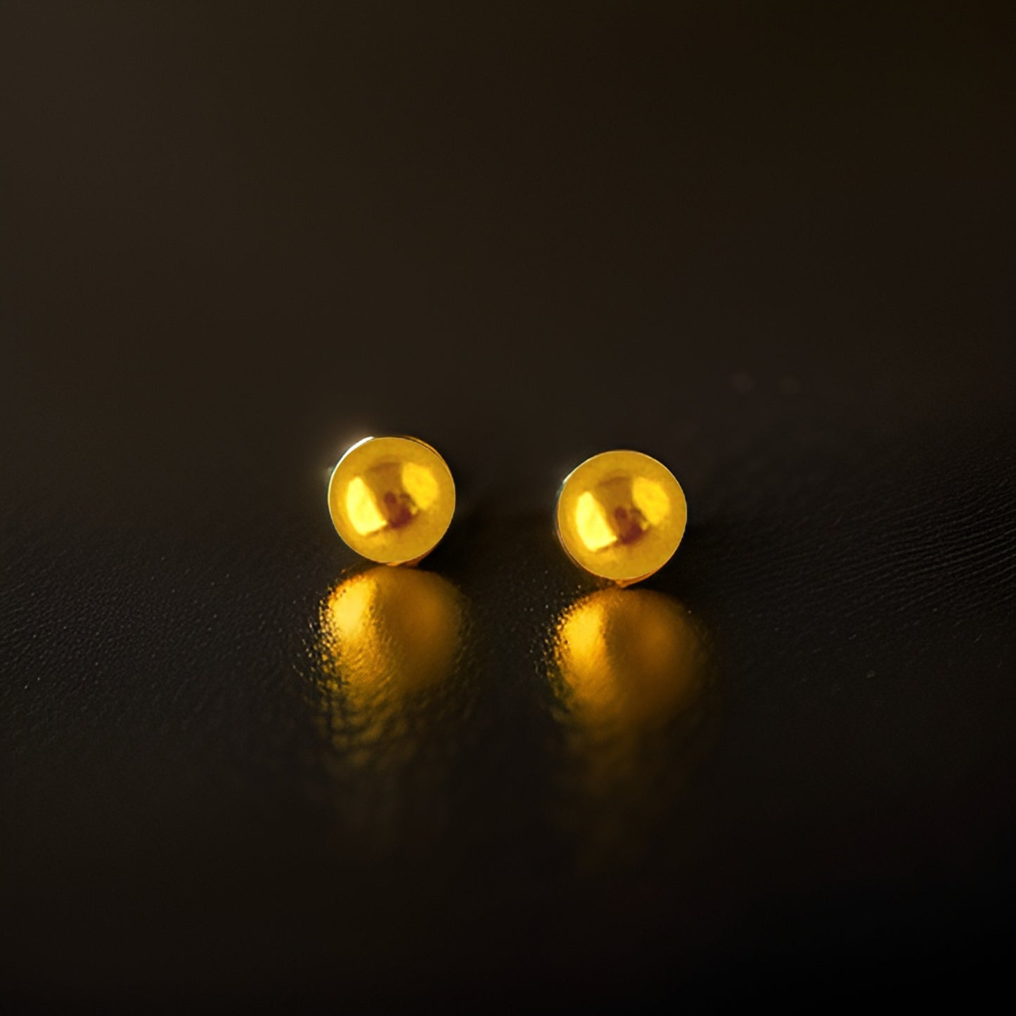 22KT Gold Plain Round Stud Earrings