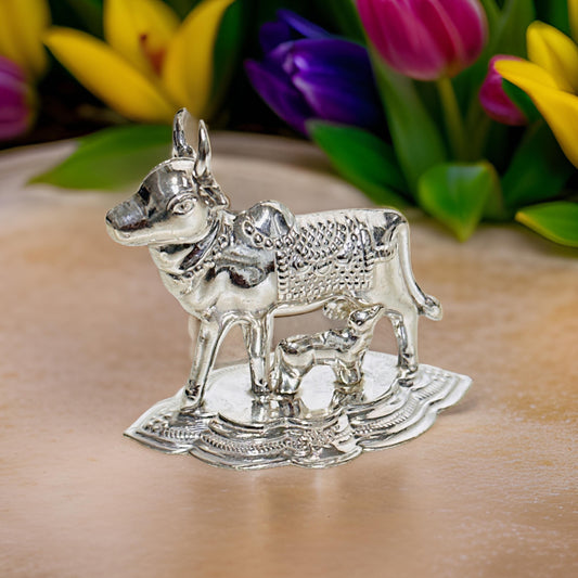 Silver Cow and Calf-1.8 Inches