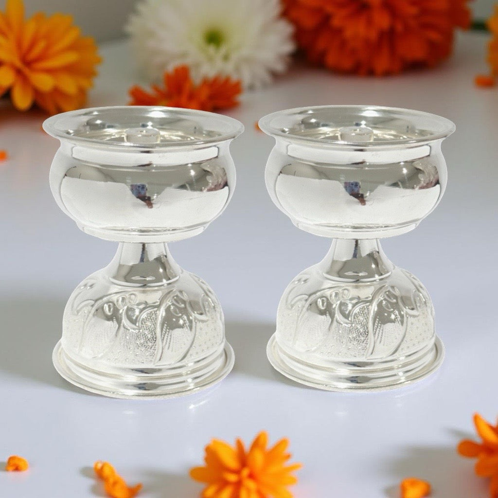 925 Silver Nakshi Time Deepam 3 Inches