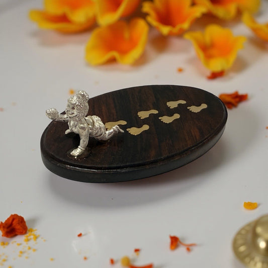 925 Silver Ladoo Gopal Wooden Base