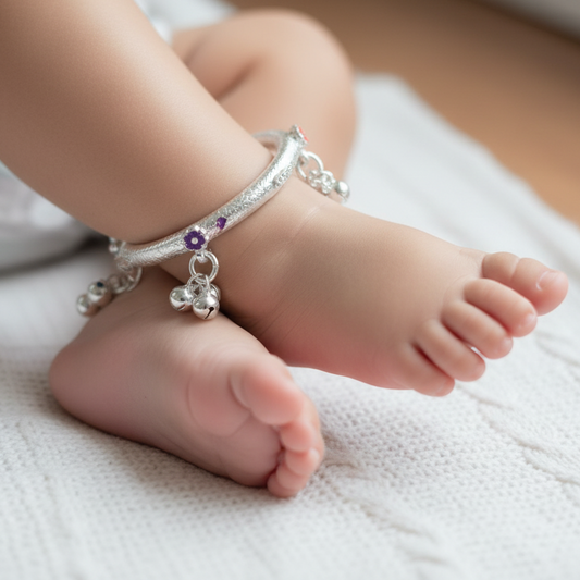 Kiran Silver Baby Hollow Anklet