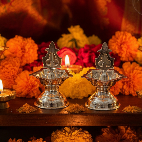 Silver Plain Nakash Deepam 2.5 Inches
