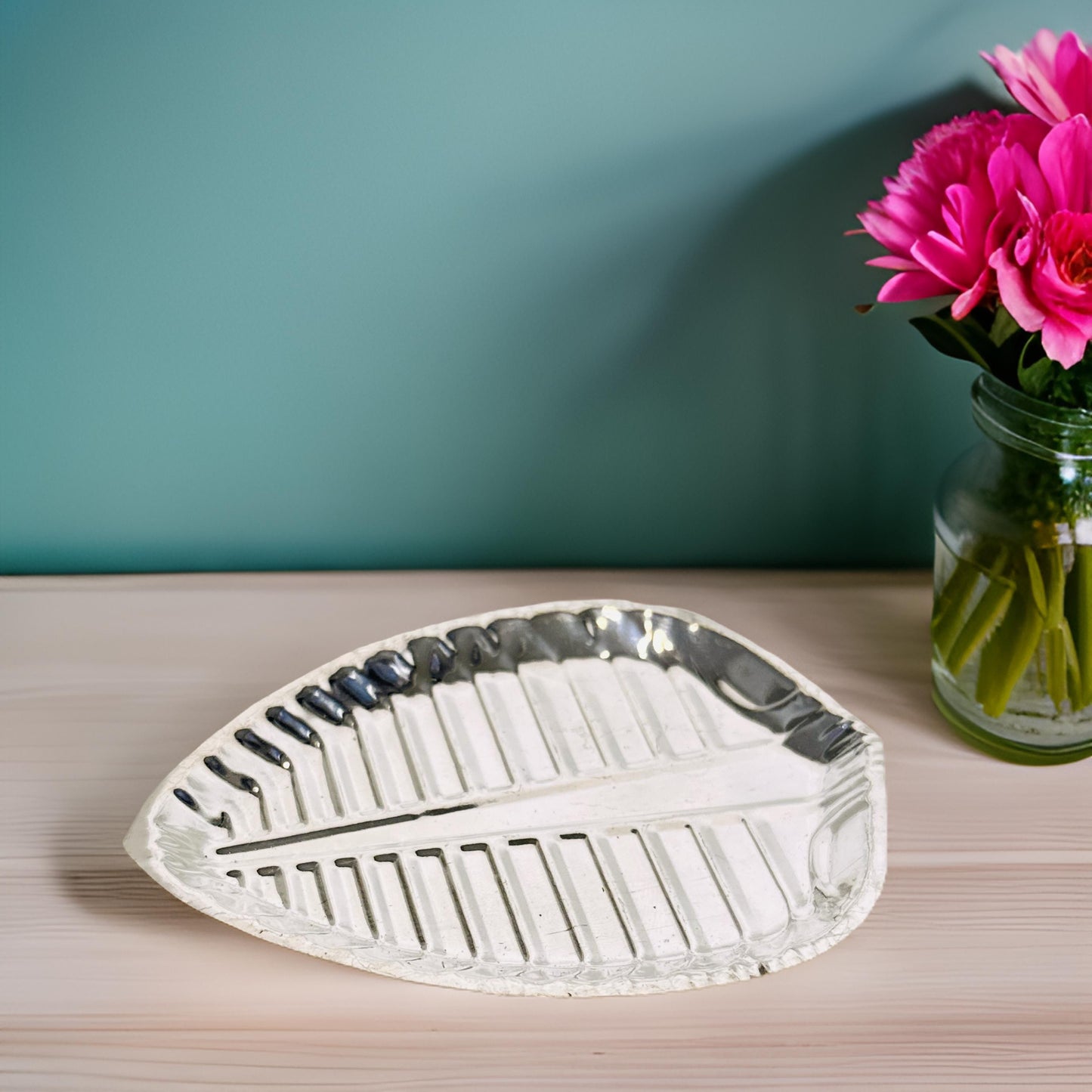 Silver Banana Leaf Plate