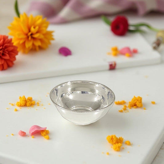 Shriya Silver Plain Engraved Bowl- 4.1 Inches