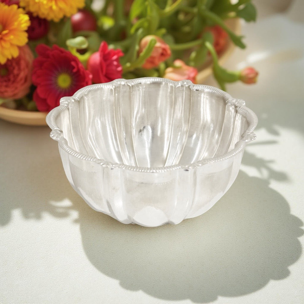 Fancy Silver Floral Bowl
