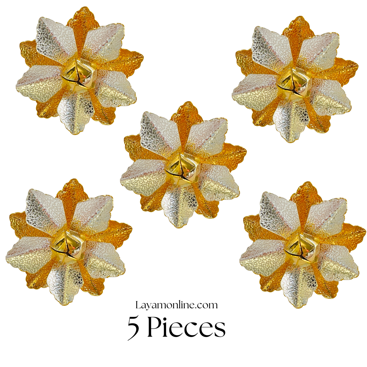 Gold Plated Silver Flowers (5 PCs)