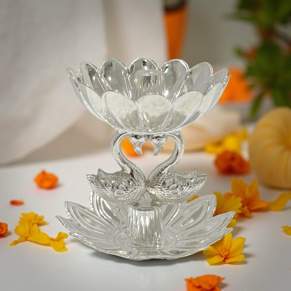 Neema 925 Silver Swan Diya 2 Inches
