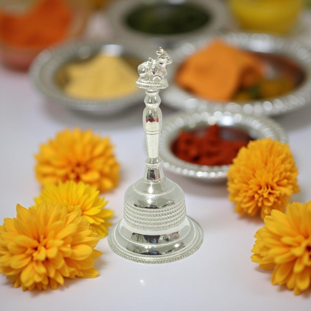 925 Silver Nandhi Pooja Bell 3.25 Inches