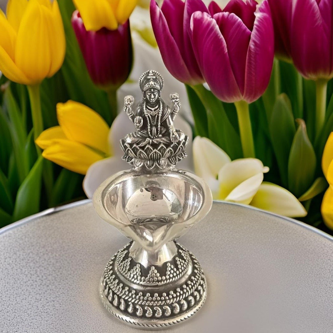 925 Silver Antique Lakshmi Deepam