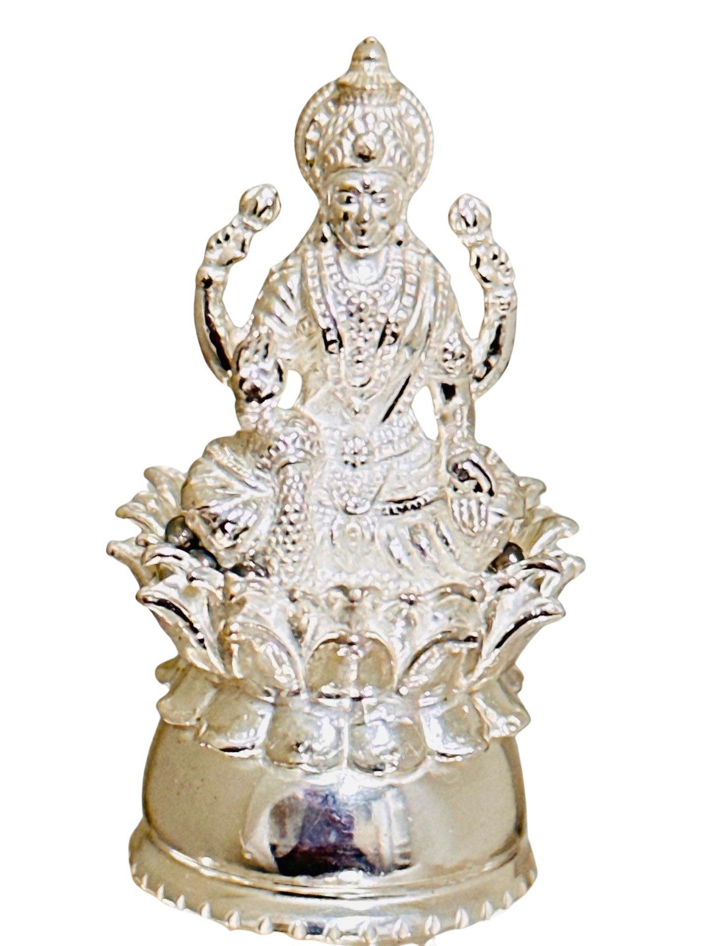 925 Silver Kamala Lakshmi kuthuvilakku- Kundhulu 6.75 Inches